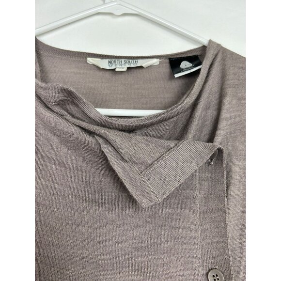 North South Merino Extra Fine 100% Wool Womens XS Taupe Button-Up Sweater - Picture 11 of 11